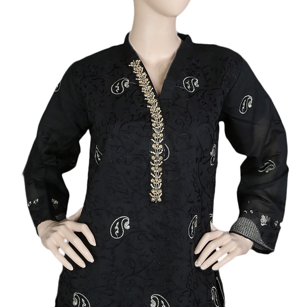Women's Fancy Embroidered Kurti - Black, Women, Ready Kurtis, Chase Value, Chase Value