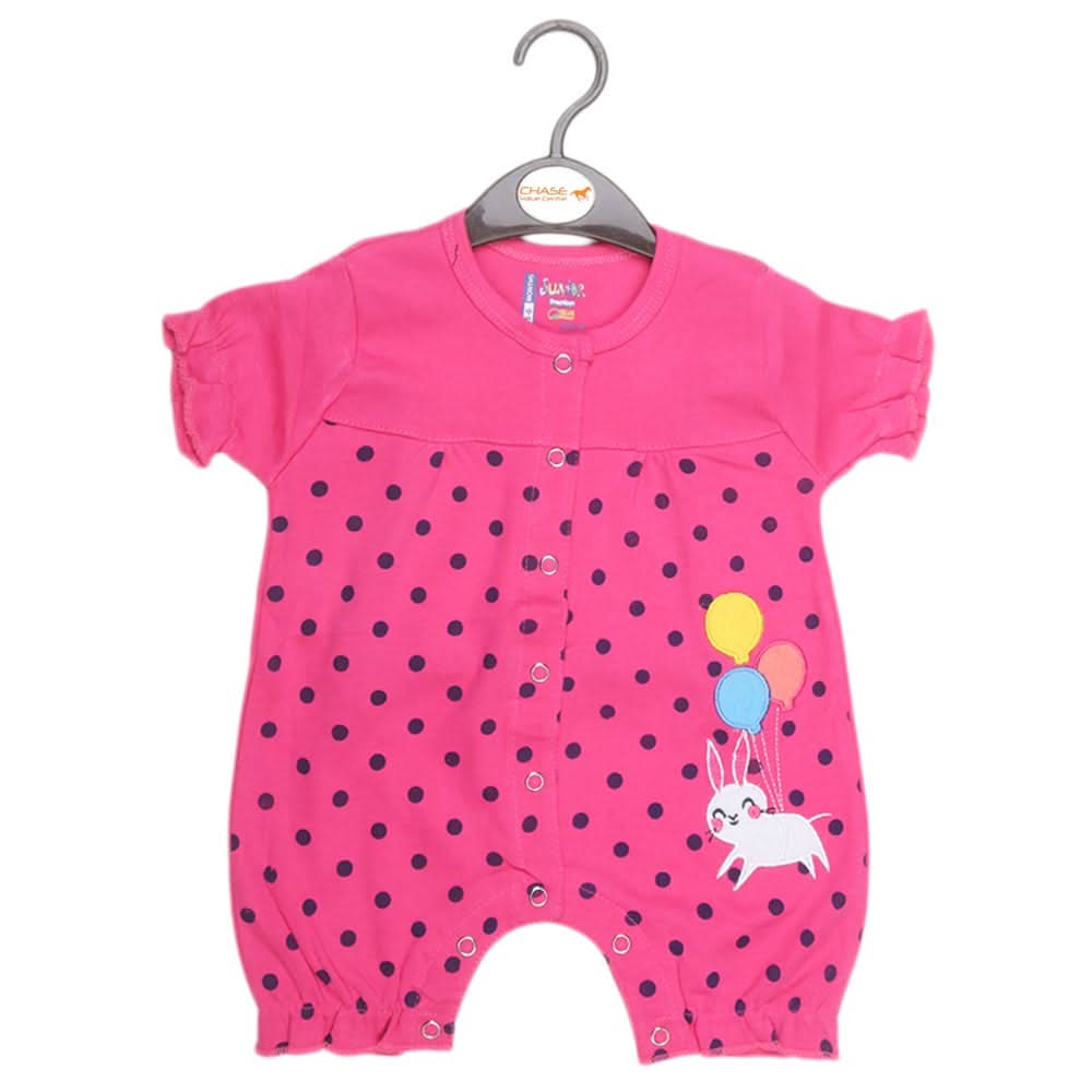 Newborn Girls Half Sleeves Romper - Pink - test-store-for-chase-value