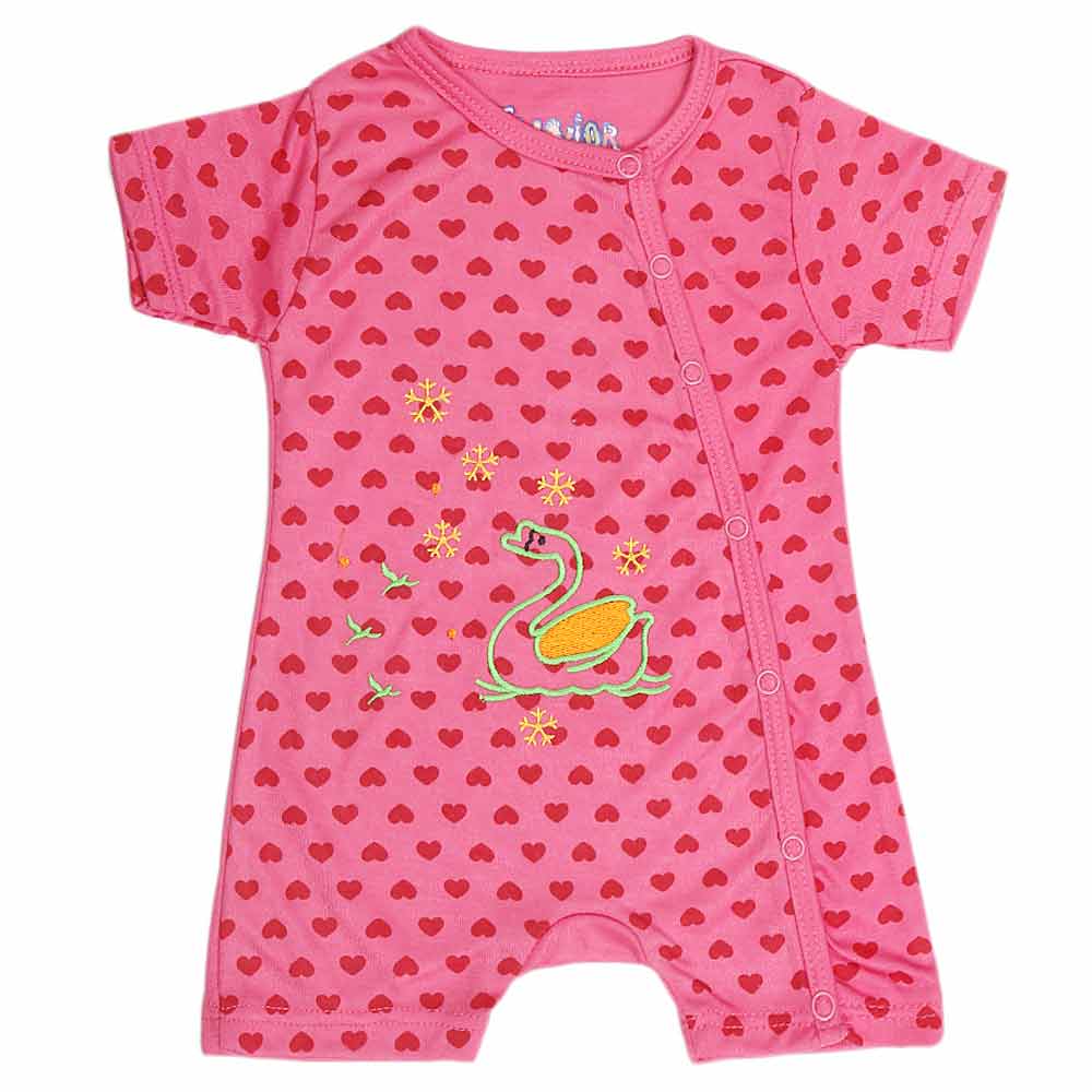 Newborn Girls Fancy Romper - Dark Pink - test-store-for-chase-value