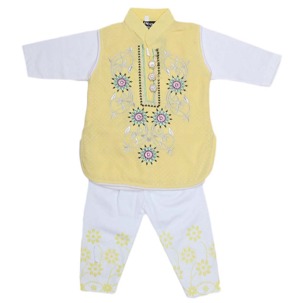 Girls Embroidered Cotton Suit 2 Pcs - Yellow, Kids, Girls Sets And Suits, Chase Value, Chase Value