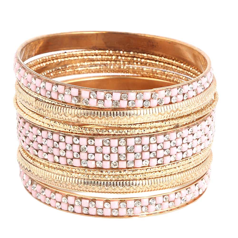 Women's Fancy Bangles 13 Pcs - Pink - test-store-for-chase-value