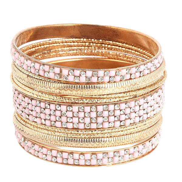 Women's Fancy Bangles 13 Pcs - Pink - test-store-for-chase-value