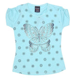 Girls Half Sleeve Fancy T-Shirt - Cyan, Kids, Girls T-Shirts, Chase Value, Chase Value