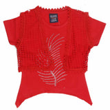 Girls Half Sleeve Fancy T-Shirt 2 Pcs - Red, Kids, Girls T-Shirts, Chase Value, Chase Value