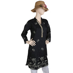 Women's Fancy Embroidered Kurti - Black, Women, Ready Kurtis, Chase Value, Chase Value