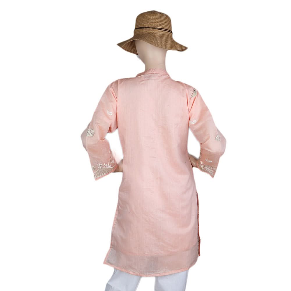 Women's Fancy Embroidered Kurti - Peach, Women's Fashion, Chase Value, Chase Value