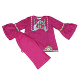 Girls Embroidered Cotton Suit 3 Pcs - Dark Pink, Kids, Girls Sets And Suits, Chase Value, Chase Value