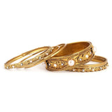 Women's Fancy Bangles 7 Pcs - Golden - White - test-store-for-chase-value