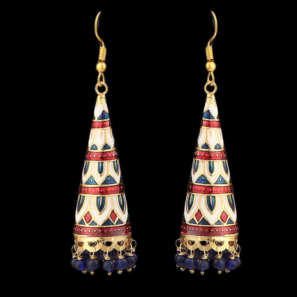 Women's Fancy Ear Jhumki - Golden - Blue, Jewellery, Chase Value, Chase Value