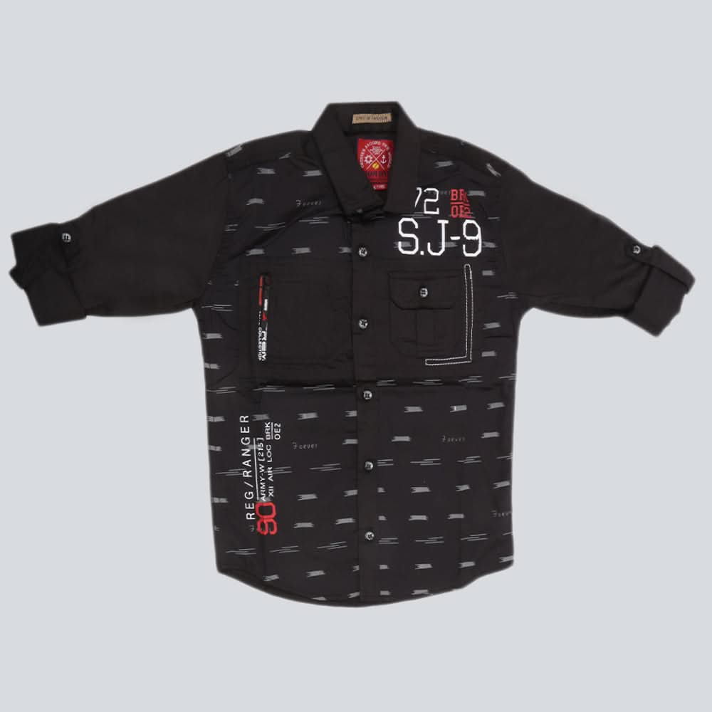 Boys Casual Shirt Full Sleeves - Black, Kids, Boys Shirts, Chase Value, Chase Value