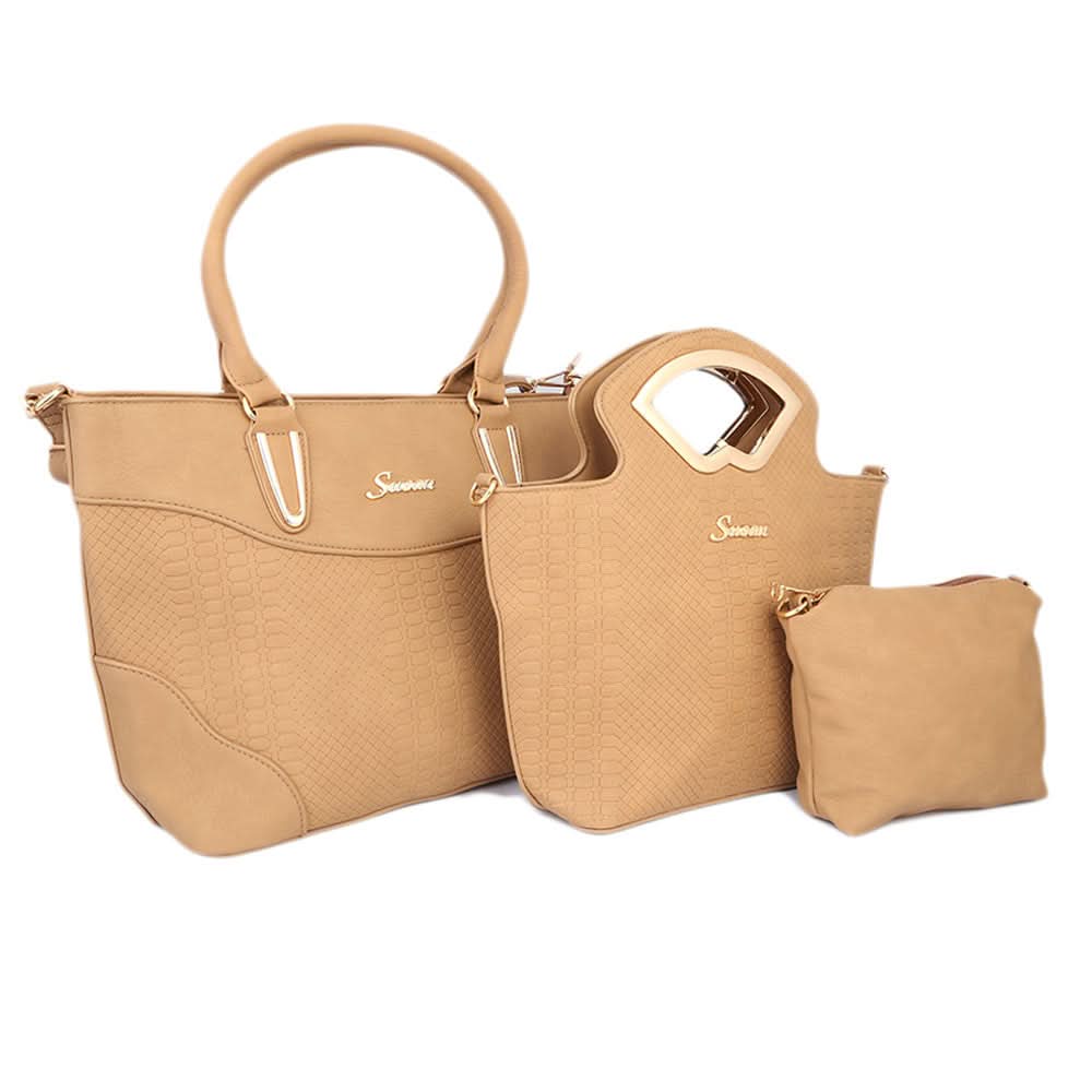 Women's Handbag 3Pc 9724 - APRICOT, Women, Bags, Chase Value, Chase Value
