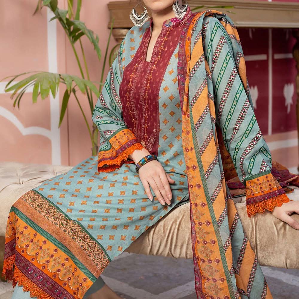Aisha Alishba Digital Printed Lawn 3Pcs Unstitched Suit - 6, Women, 3Pcs Shalwar Suit, VS Textiles, Chase Value