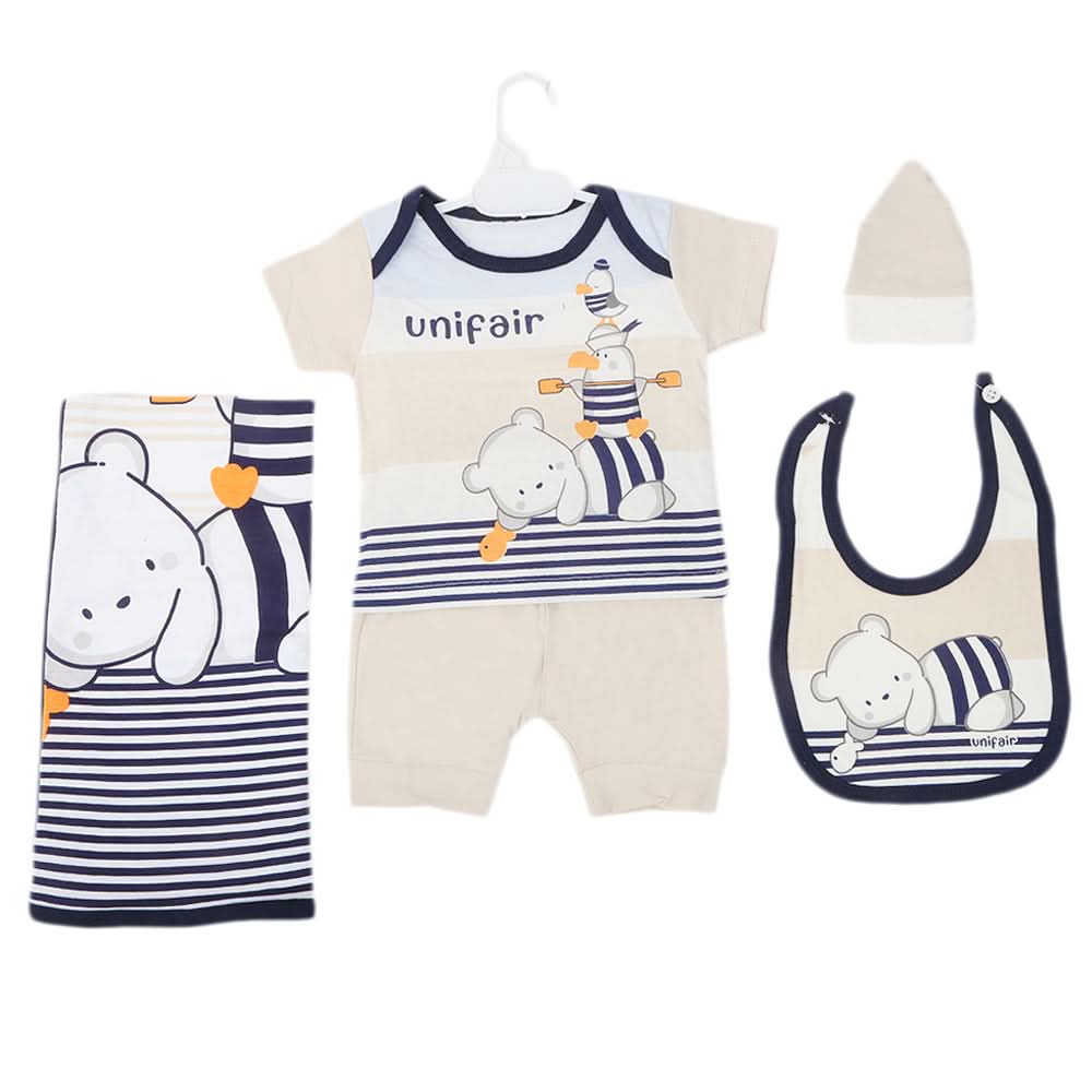 Newborn Boys Half Sleeves Suit 829 - Beige, Kids, NB Boys Sets And Suits, Chase Value, Chase Value