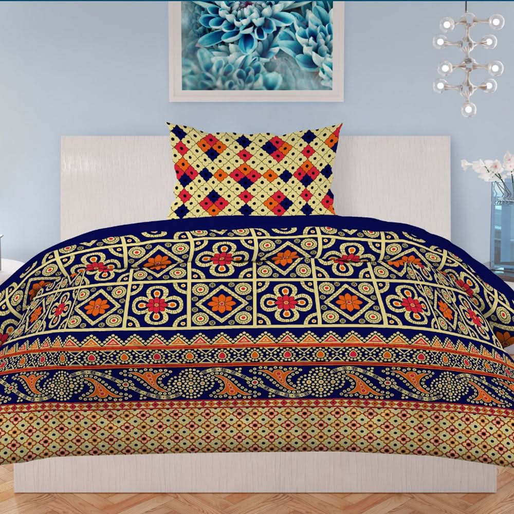 Printed Single Percale Finish Bed Sheet 2 Pcs - Multi, Single Size Bed Sheet, Chase Value, Chase Value
