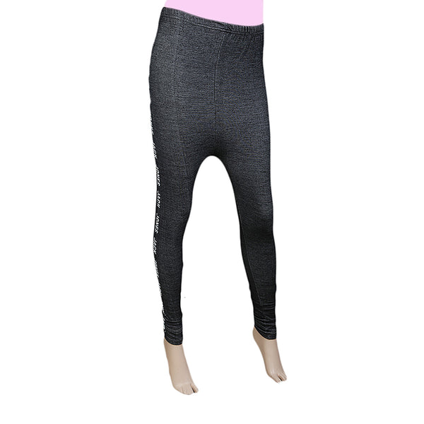 Women's Side Print Denim Tight - Black, Women, Pants & Tights, Chase Value, Chase Value