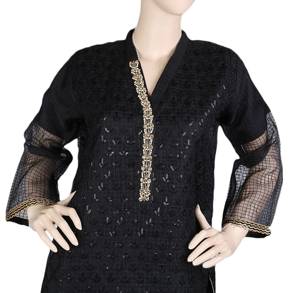 Women's Fancy Embroidered Kurti - Black, Women, Ready Kurtis, Chase Value, Chase Value