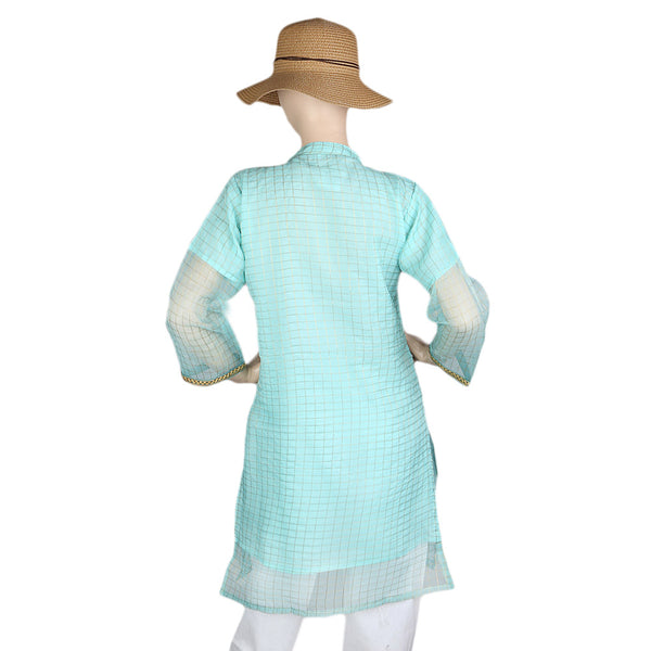 Women's Fancy Embroidered Kurti - Cyan, Women, Ready Kurtis, Chase Value, Chase Value