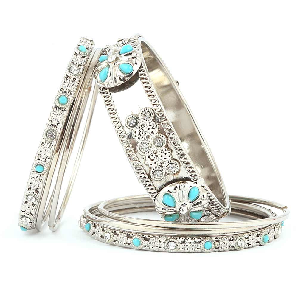 Women's Fancy Bangles 7 Pcs - Silver - test-store-for-chase-value