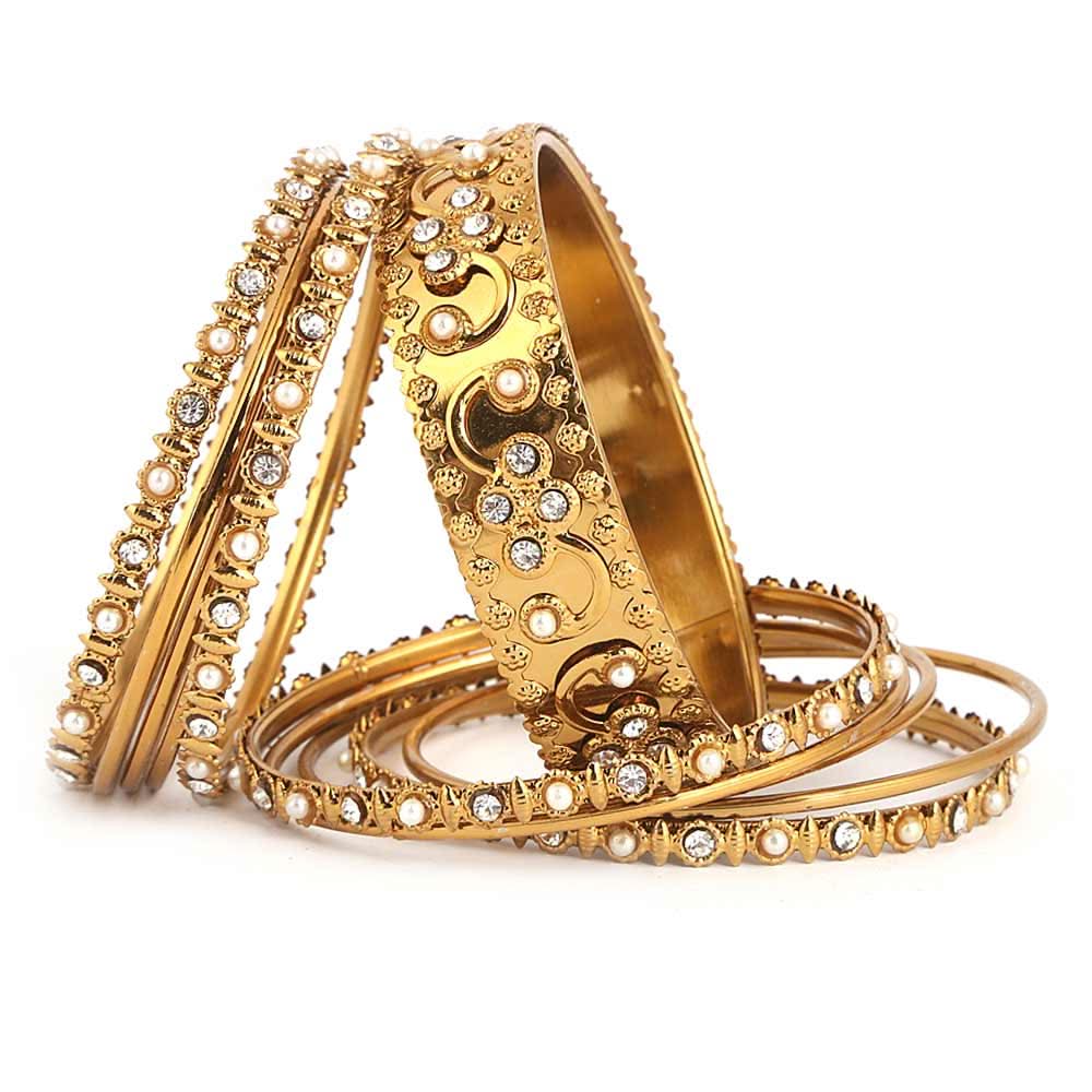 Women's Fancy Bangles 11 Pcs - Golden - test-store-for-chase-value