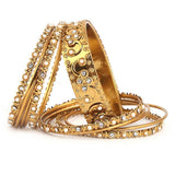 Women's Fancy Bangles 11 Pcs - Golden - test-store-for-chase-value
