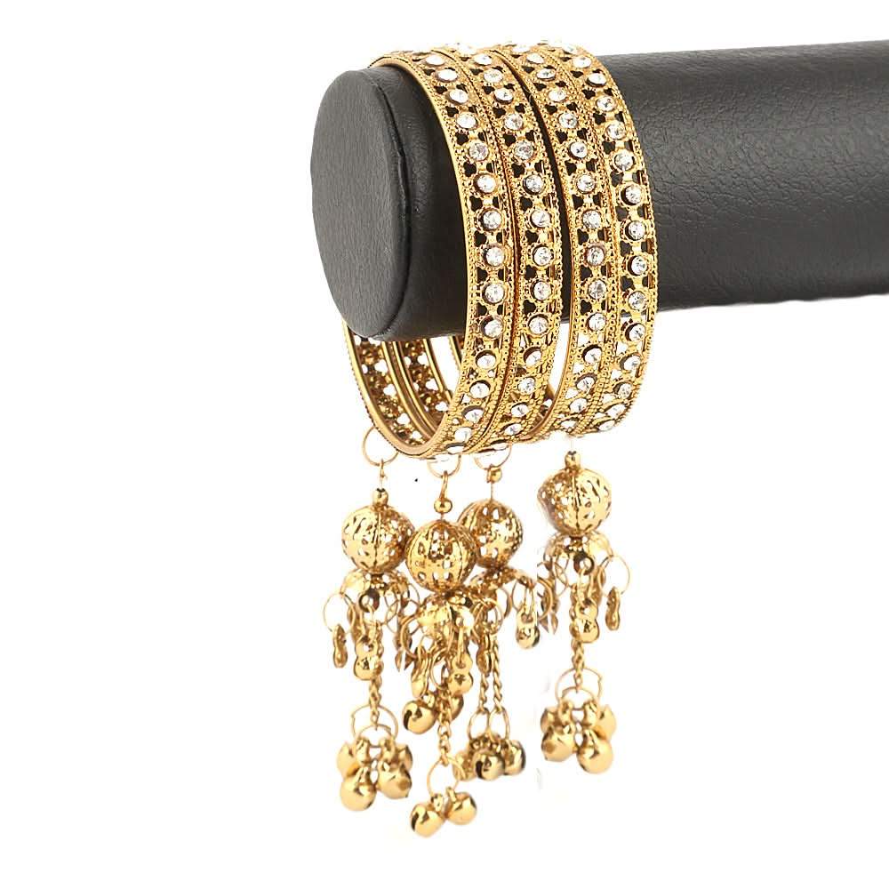 Women's Fancy Bangles 4 Pcs - Golden - test-store-for-chase-value