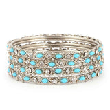 Girl's Fancy Bangles 4 Pcs - Silver - Blue - test-store-for-chase-value