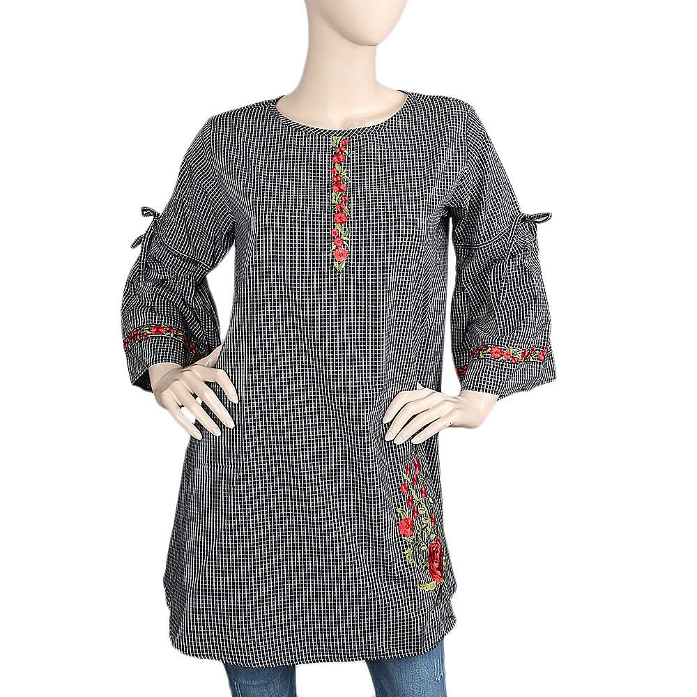 Women's Strip Cotton Kurti - Black, Women, Ready Kurtis, Chase Value, Chase Value