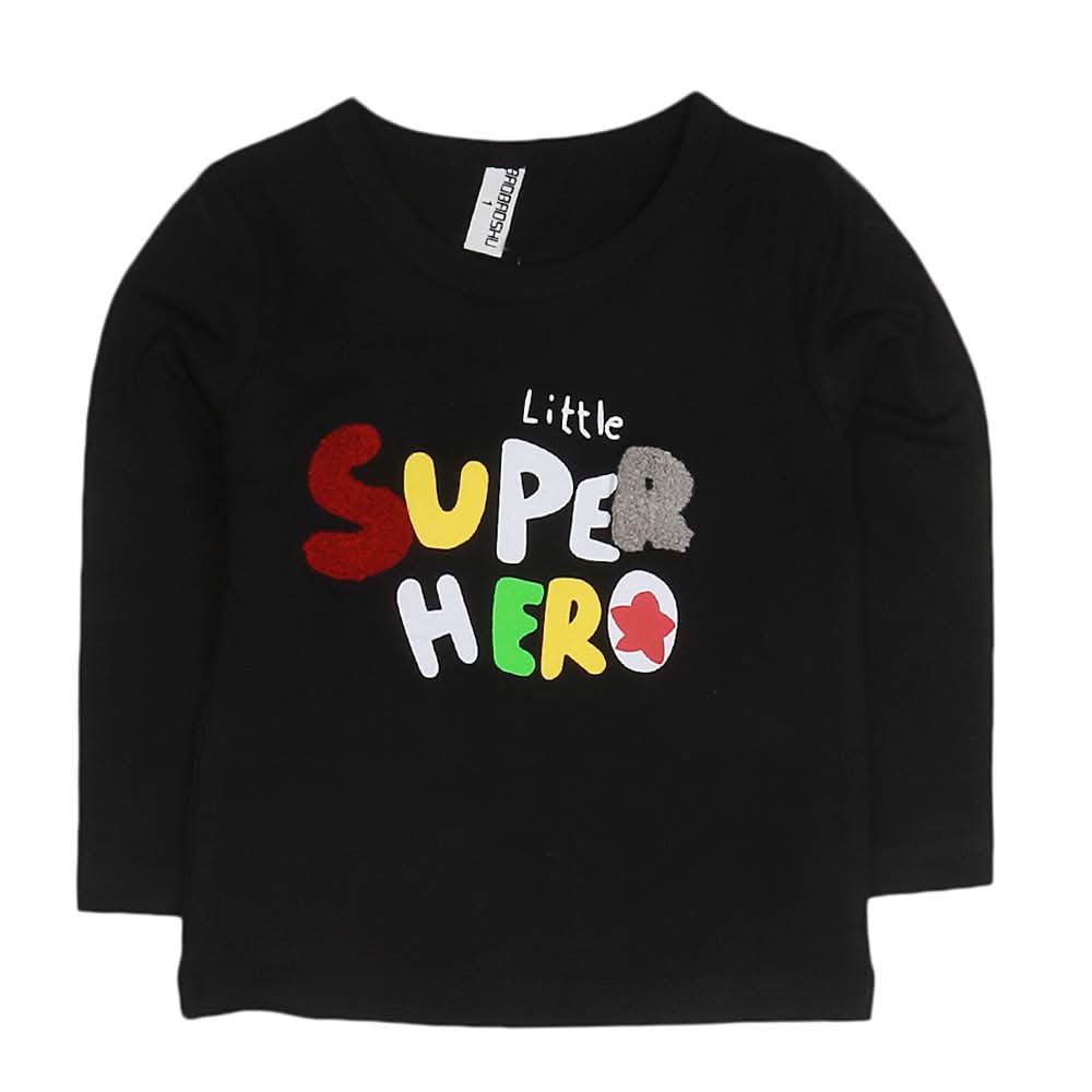 Boys Full Sleeves T-Shirt - Black, Kids, Boys T-Shirts, Chase Value, Chase Value
