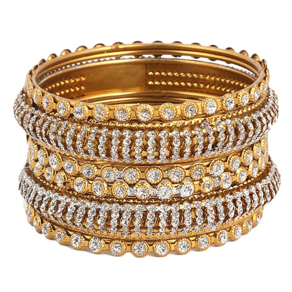 Women's Fancy Bangles 6 Pcs - Golden - test-store-for-chase-value