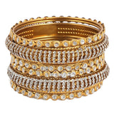 Women's Fancy Bangles 6 Pcs - Golden - test-store-for-chase-value