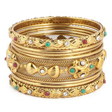 Women's Fancy Bangles 9 Pcs - Golden - test-store-for-chase-value