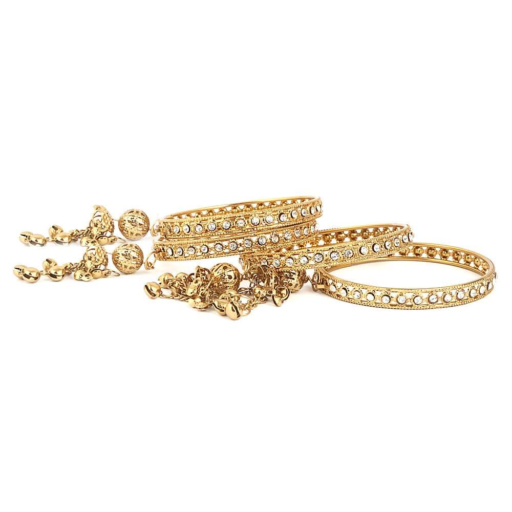 Women's Fancy Bangles 4 Pcs - Golden - test-store-for-chase-value