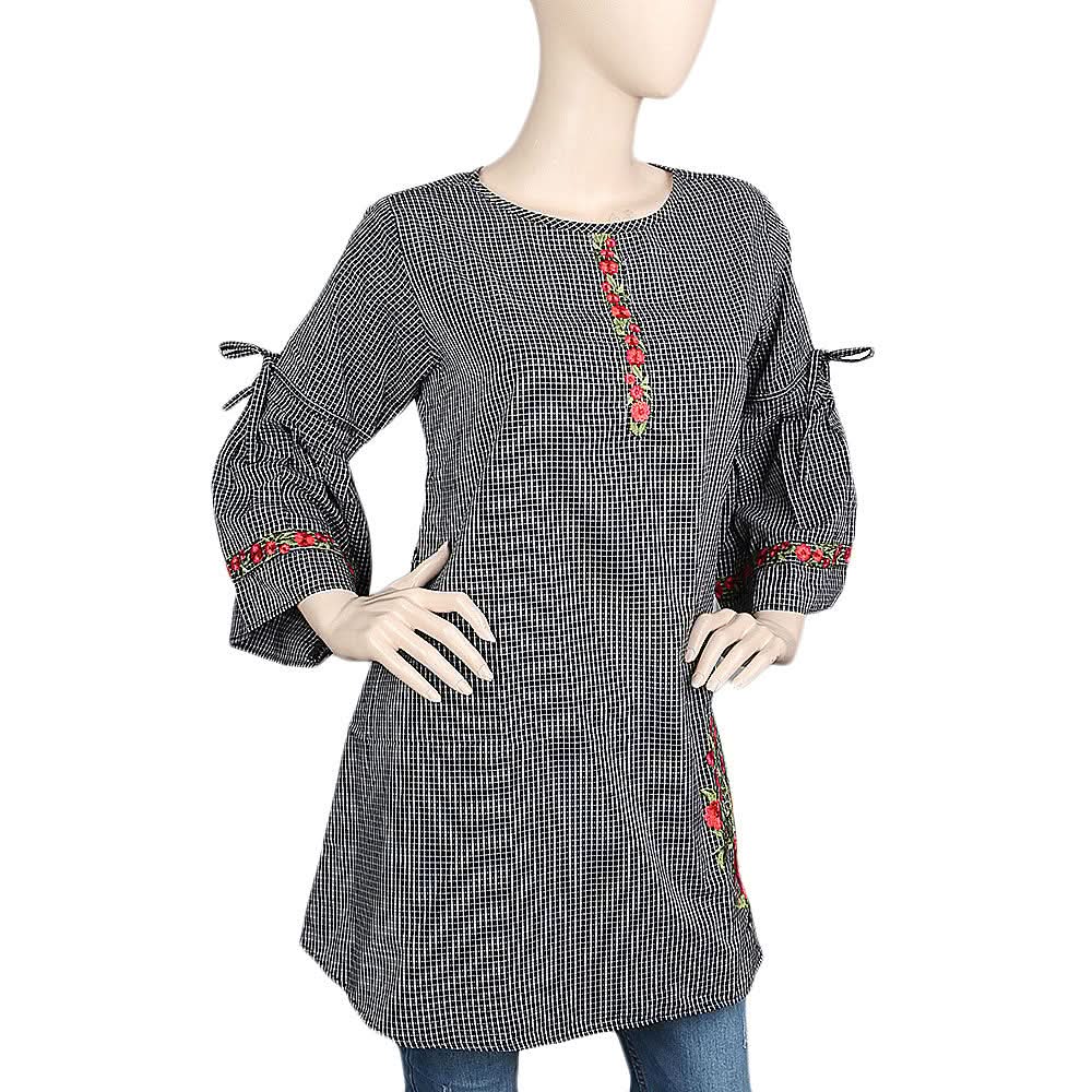 Women's Strip Cotton Kurti - Black, Women, Ready Kurtis, Chase Value, Chase Value