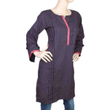 Women's Cotton Plain Kurti - Navy Blue, Women, Ready Kurtis, Chase Value, Chase Value