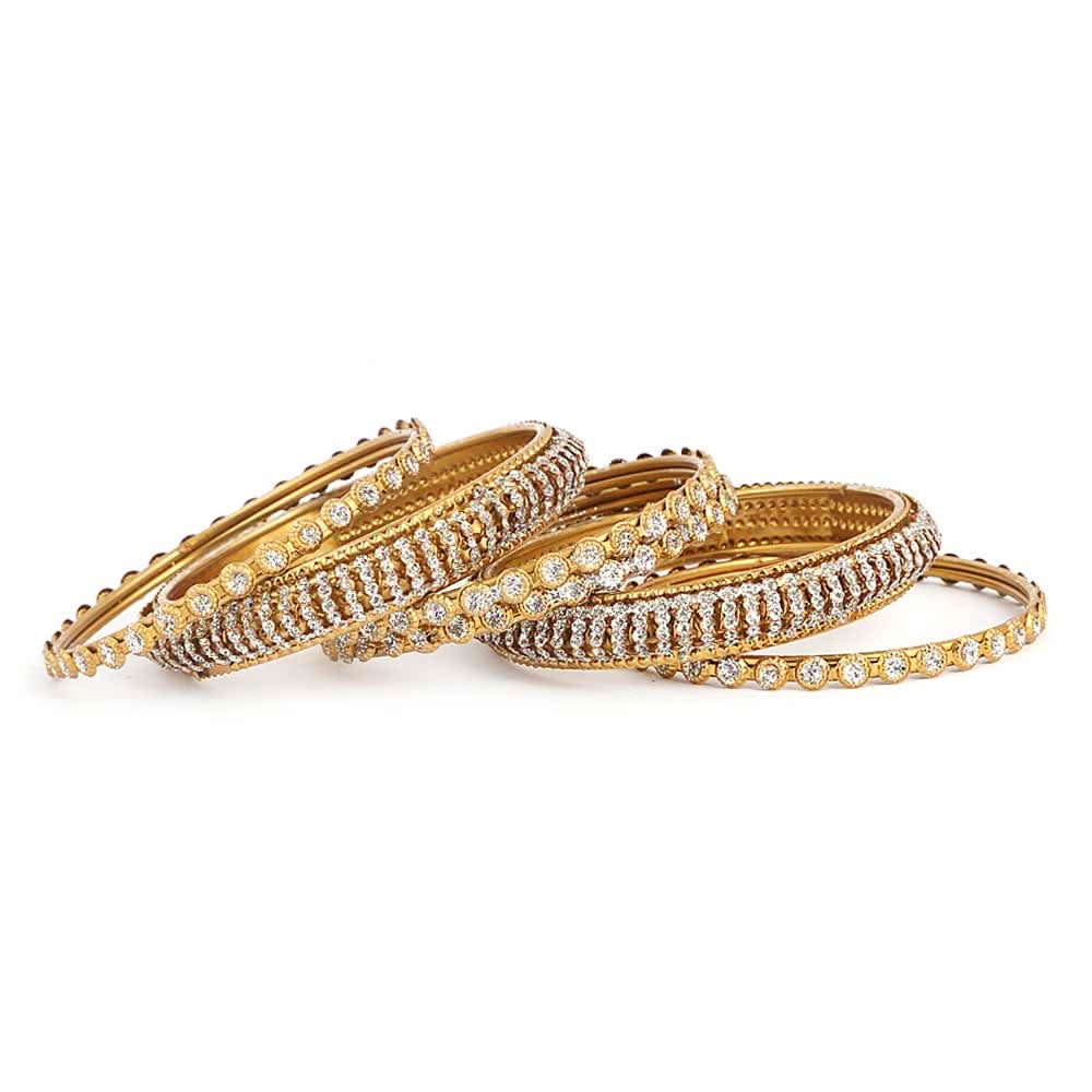 Women's Fancy Bangles 6 Pcs - Golden - test-store-for-chase-value