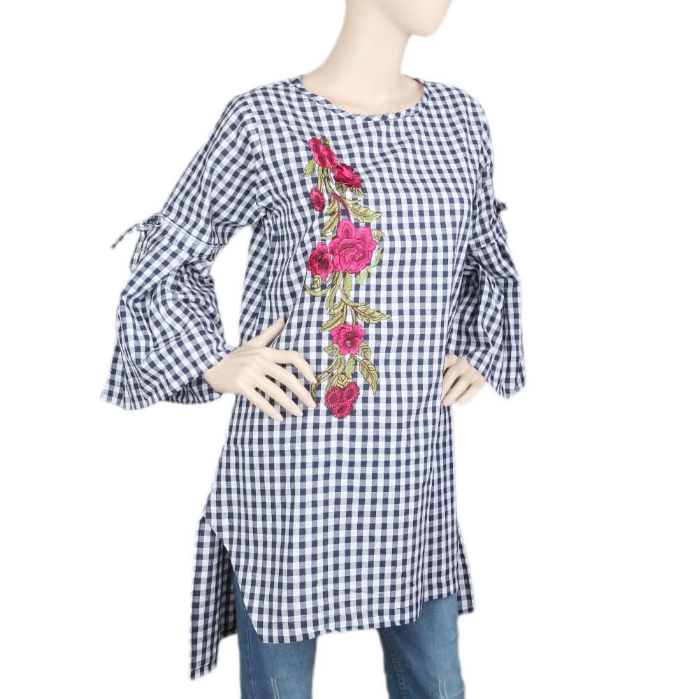 Women's Embroidered Kurti - Dark Grey, Women, Ready Kurtis, Chase Value, Chase Value