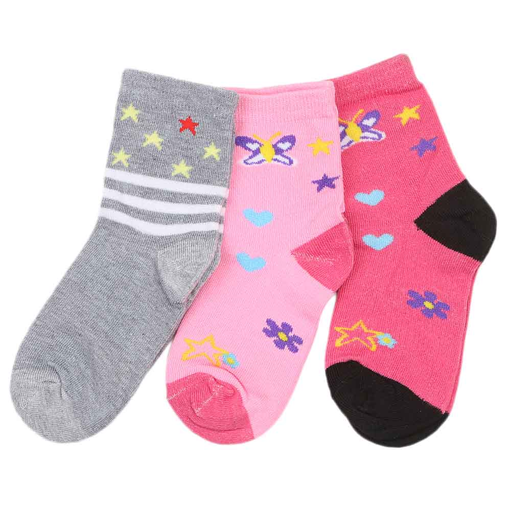 Girls Socks Pack Of 3 - Multi, Kids, Girls Socks, Chase Value, Chase Value