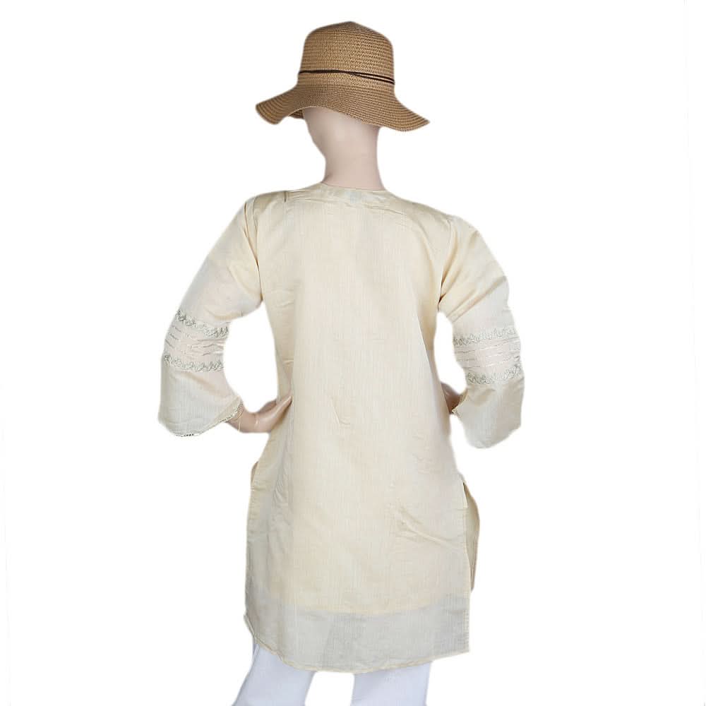 Women's Fancy Embroidered Kurti - Fawn, Women, Ready Kurtis, Chase Value, Chase Value