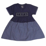 Girls Half Sleeve Fancy Frock - Dark Blue - test-store-for-chase-value