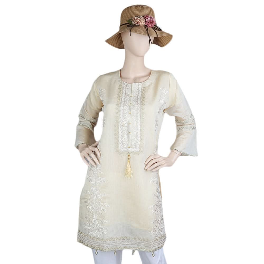 Women's Fancy Embroidered Kurti - Fawn, Women, Ready Kurtis, Chase Value, Chase Value