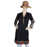 Women's Fancy Embroidered Kurti - Black, Women, Ready Kurtis, Chase Value, Chase Value