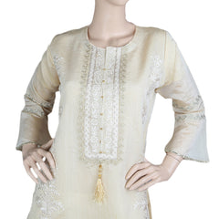 Women's Fancy Embroidered Kurti - Fawn, Women, Ready Kurtis, Chase Value, Chase Value