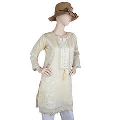 Women's Fancy Embroidered Kurti - Fawn, Women, Ready Kurtis, Chase Value, Chase Value