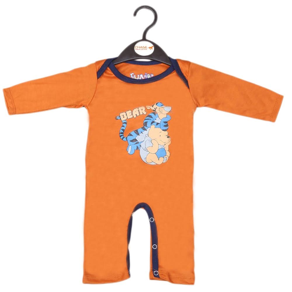 Newborn Boys Full Sleeves Romper - Brown, Kids, NB Boys Rompers, Chase Value, Chase Value