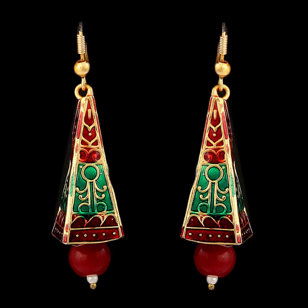 Women's Fancy Ear Jhumki - Golden - Red, Jewellery, Chase Value, Chase Value