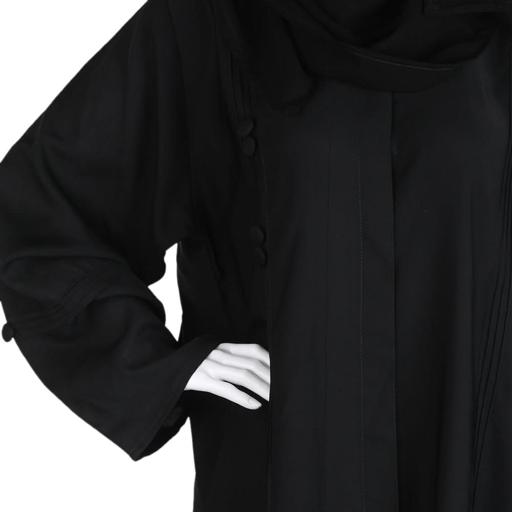 Women's Front Open Abaya - Black, Women Abayas, Chase Value, Chase Value