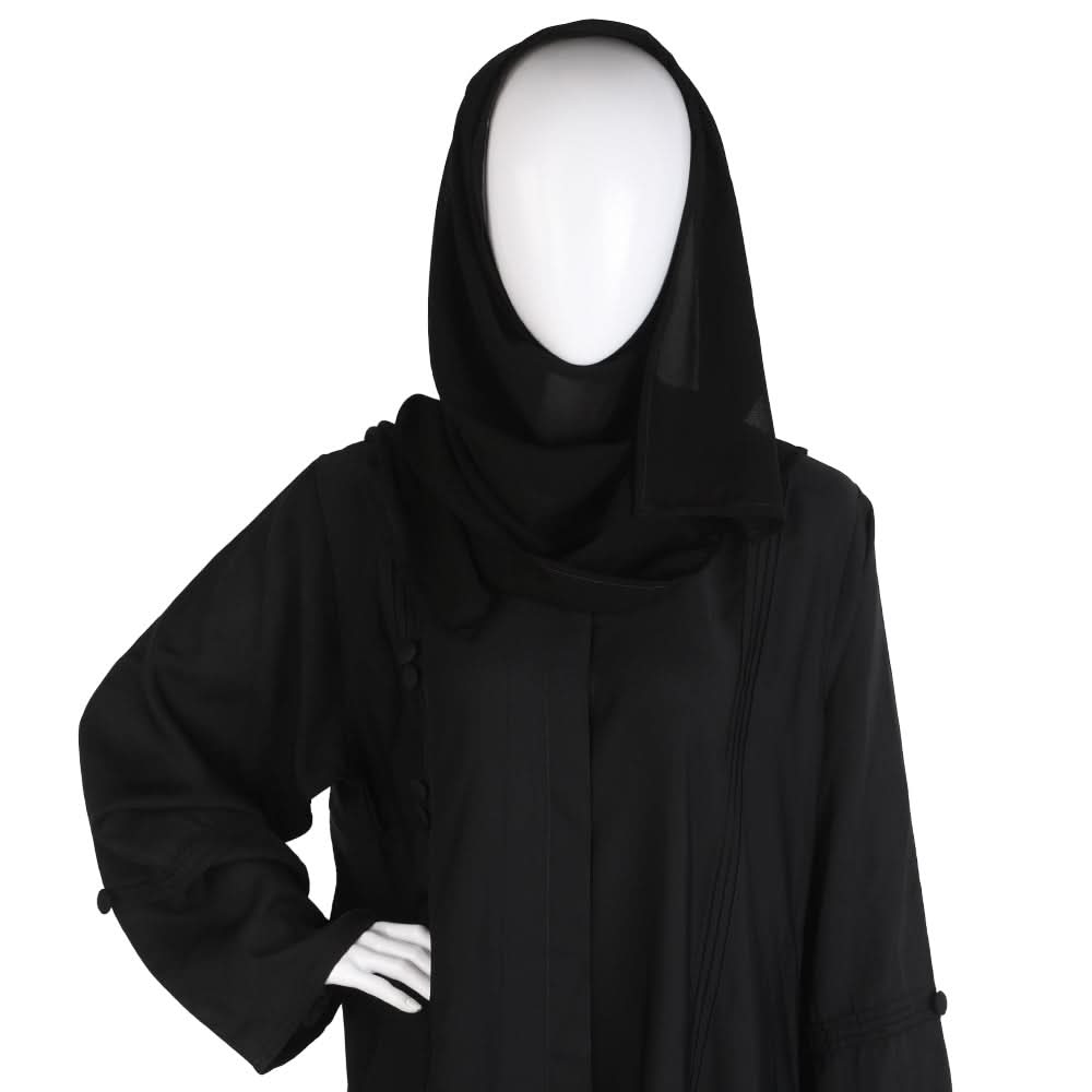 Women's Front Open Abaya - Black, Women Abayas, Chase Value, Chase Value