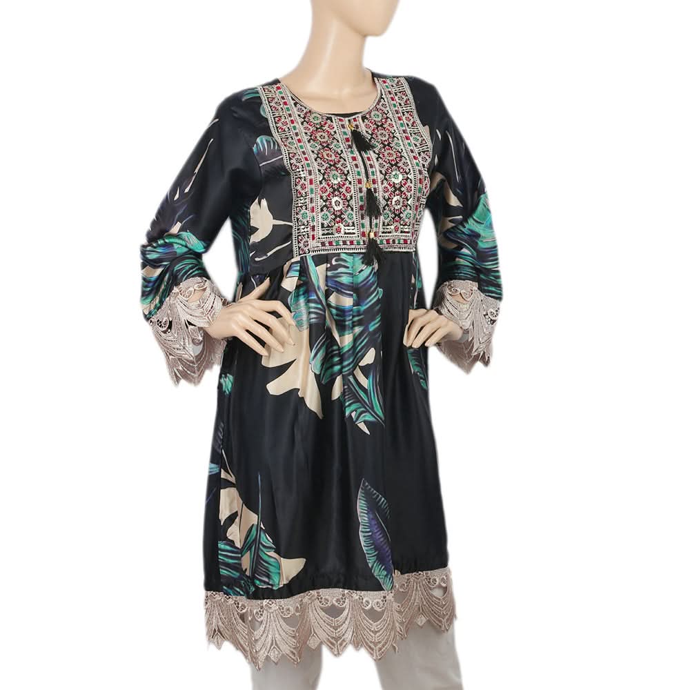Women's Digital Printed Kurti - Black, Women, Ready Kurtis, Chase Value, Chase Value
