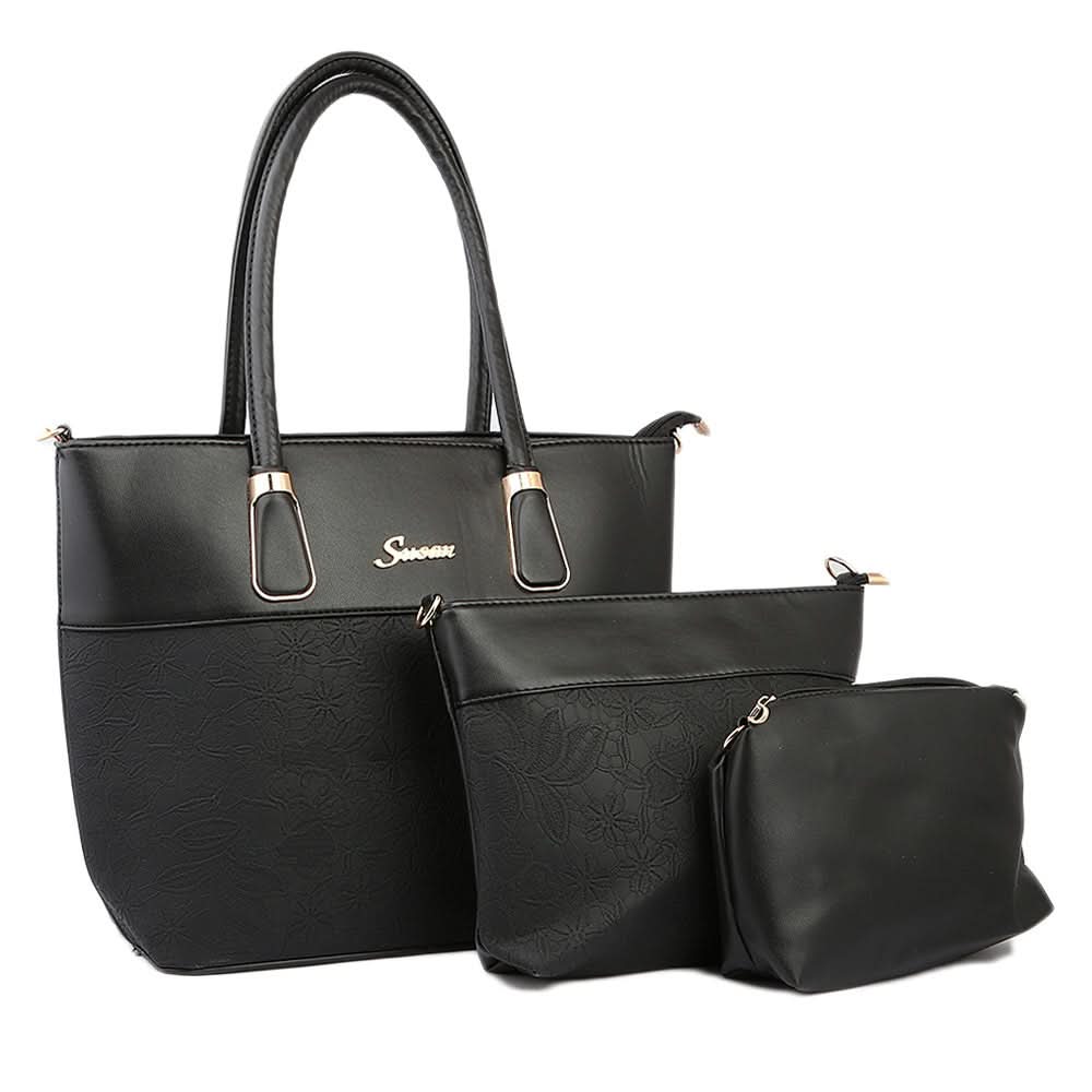 Women's Handbag 3Pcs - Black, Women, Bags, Chase Value, Chase Value