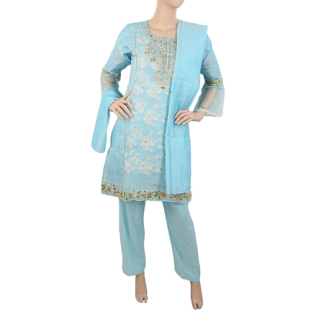 Women's Embroidered Fancy 3Pcs Suit - Blue, Women, Shalwar Suits, Chase Value, Chase Value